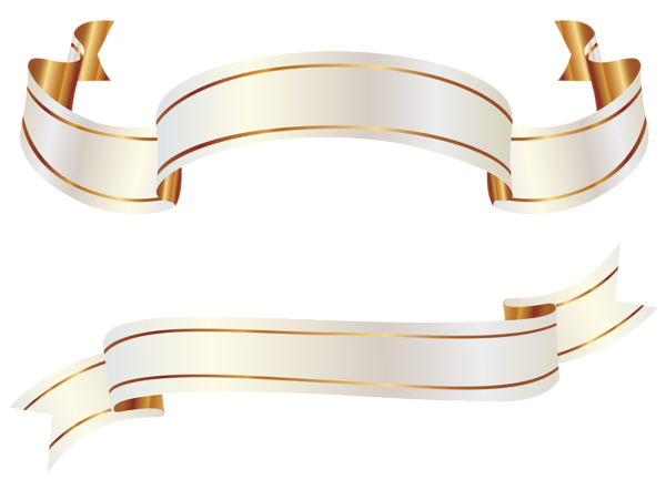 This png image - White and Gold Banners PNG Clipart Picture, is available for free download