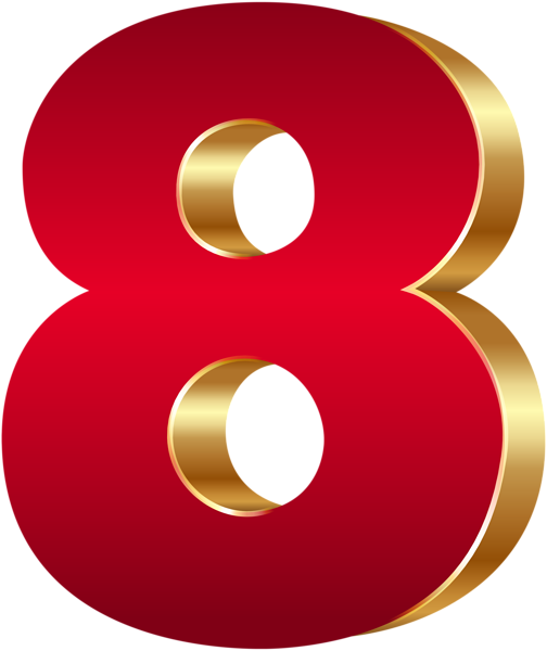 This png image - 3D Number Eight Red Gold PNG Clip Art Image, is available for free download