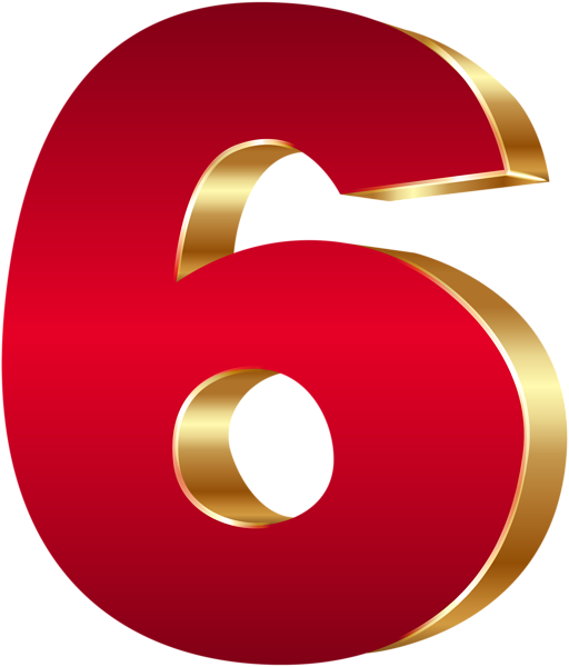 This png image - 3D Number Six Red Gold PNG Clip Art Image, is available for free download