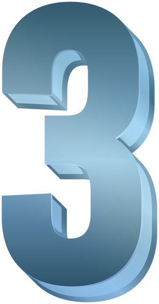 Blue Three Number Character Png Clipart