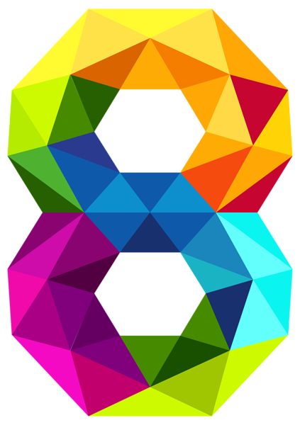 This png image - Colourful Triangles Number Eight PNG Clipart Image, is available for free download
