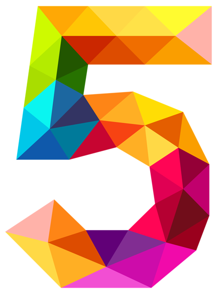 This png image - Colourful Triangles Number Five PNG Clipart Image, is available for free download