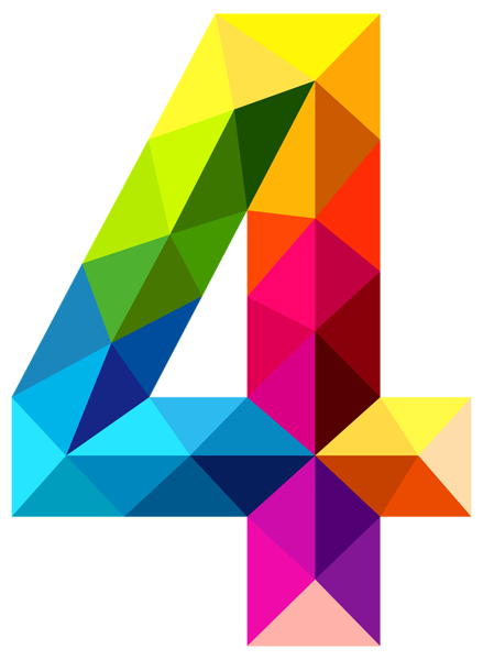 This png image - Colourful Triangles Number Four PNG Clipart Image, is available for free download