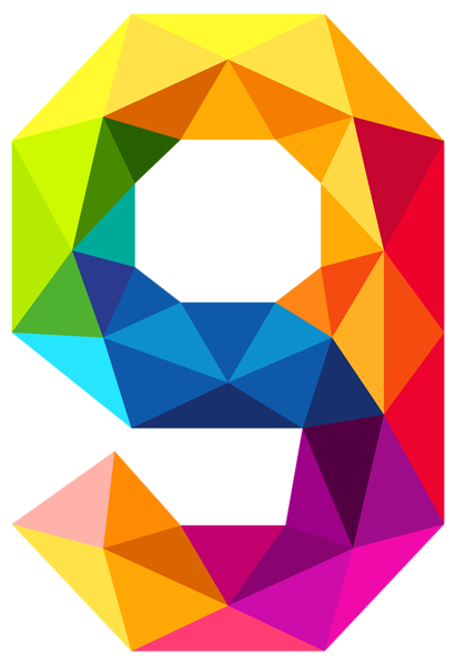 This png image - Colourful Triangles Number Nine PNG Clipart Image, is available for free download