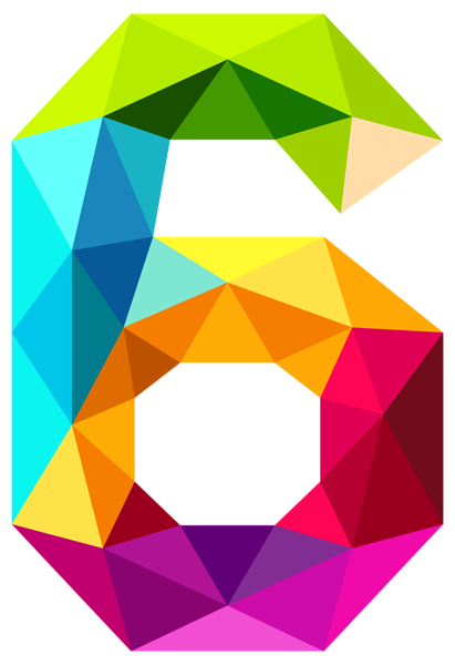 This png image - Colourful Triangles Number Six PNG Clipart Image, is available for free download