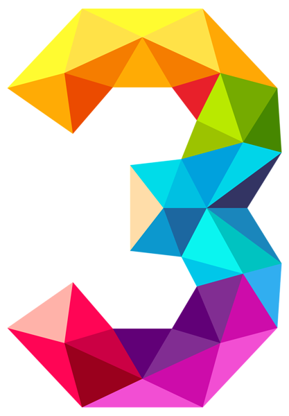 This png image - Colourful Triangles Number Three PNG Clipart Image, is available for free download