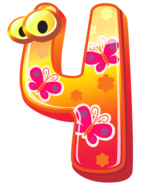 Cute Number Four Png Clipart Image