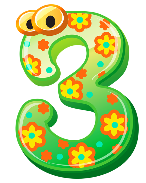Cute Number Three Png Clipart Image