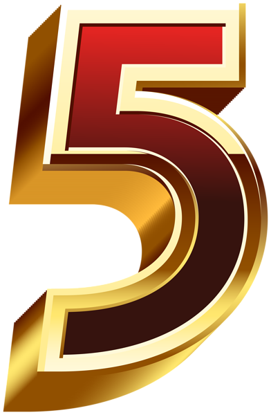 This png image - Five Gold Red Number PNG Clip Art, is available for free download
