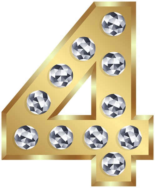 This png image - Four Gold Number PNG Clip Art Image, is available for free download