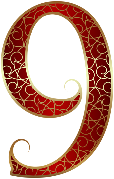 This png image - Gold Red Number Nine PNG Clip Art Image, is available for free download