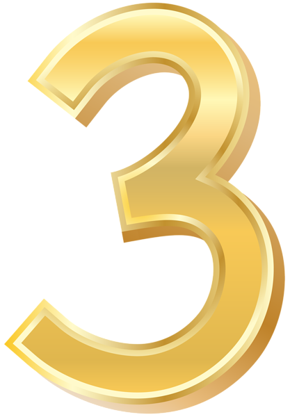 Gold Style Number Three Png Clip Art Image