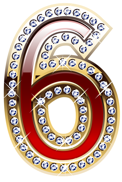 Gold And Red Number Six Png Clipart Image
