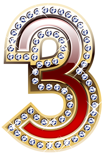 Gold And Red Number Three Png Clipart Image