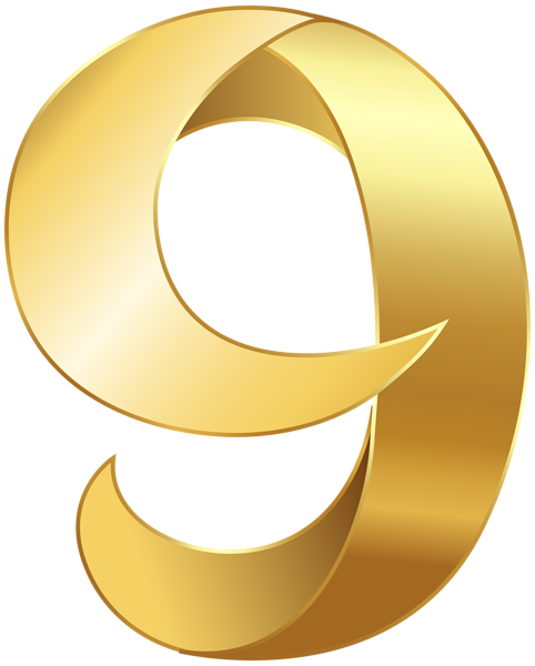This png image - Golden Number Nine Transparent PNG Clip Art Image, is available for free download