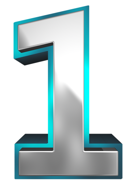 Metallic and Blue Number One PNG Clipart Image | Gallery ...