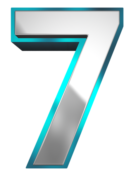 Metallic And Blue Number Seven Png Clipart Image