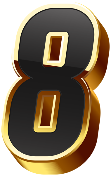 This png image - Number Eight Gold Black Transparent Image, is available for free download