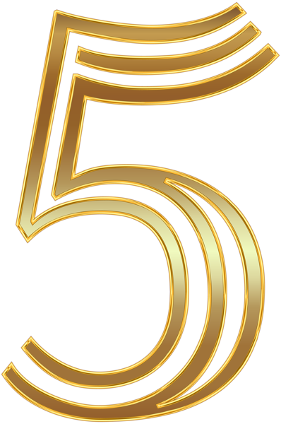 Number Five Gold PNG Clip Art Image
