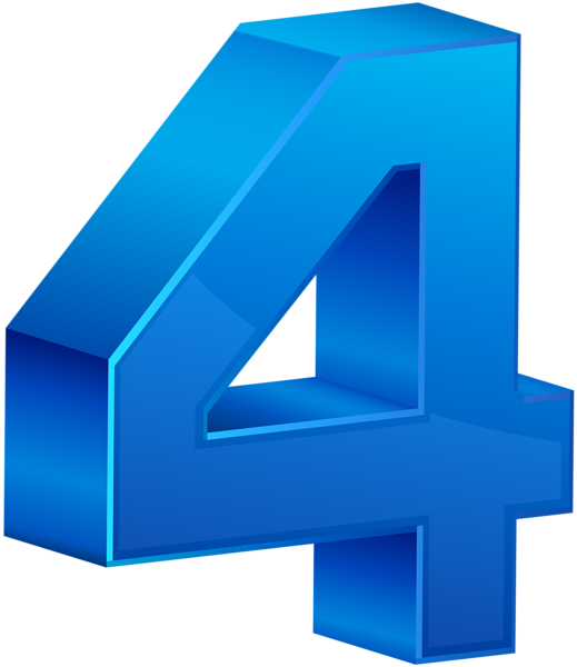 Number Four Blue Transparent Png Clip Art