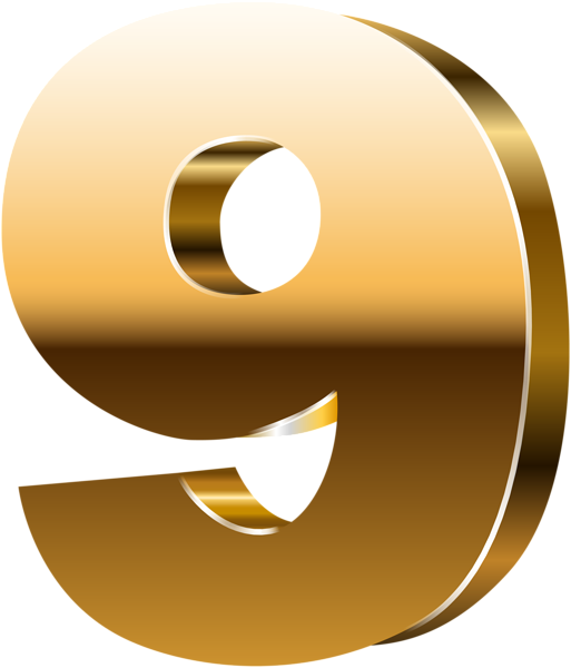 Number Nine 3d Gold Png Clip Art Image