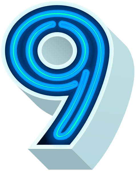 This png image - Number Nine Neon Blue PNG Clip Art Image, is available for free download