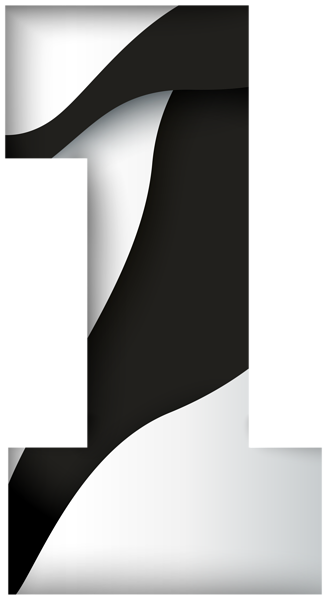 Number One Black White Png Clip Art Image