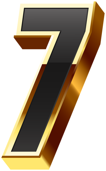 Number Seven Gold Black Transparent Image | Gallery Yopriceville - High