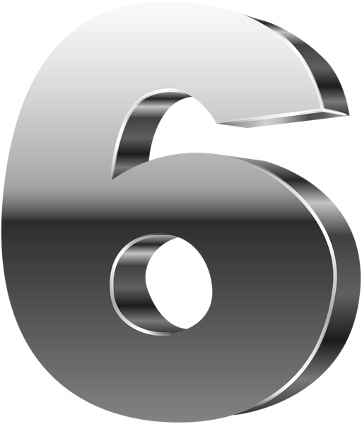 This png image - Number Six 3D Silver PNG Clip Art Image, is available for free download