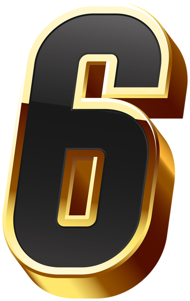This png image - Number Six Gold Black Transparent Image, is available for free download