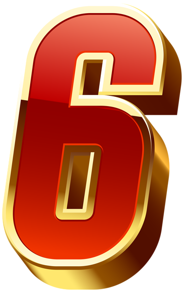 This png image - Number Six Gold Red Transparent Image, is available for free download