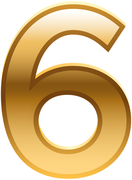 Number Six Golden Transparent PNG Image | Gallery ...