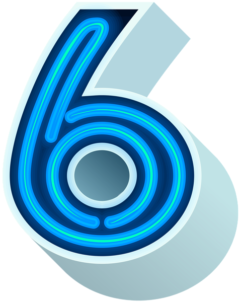 This png image - Number Six Neon Blue PNG Clip Art Image, is available for free download