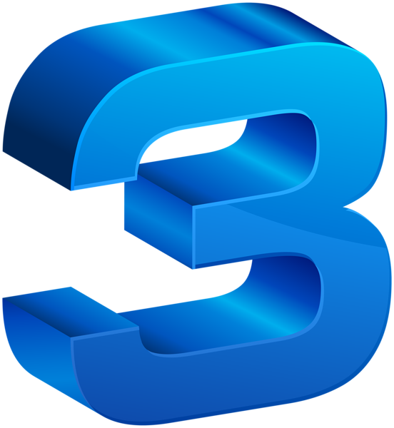 Number Three Blue Transparent Png Clip Art