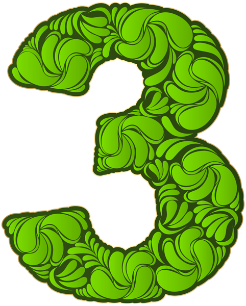 number three green transparent png image