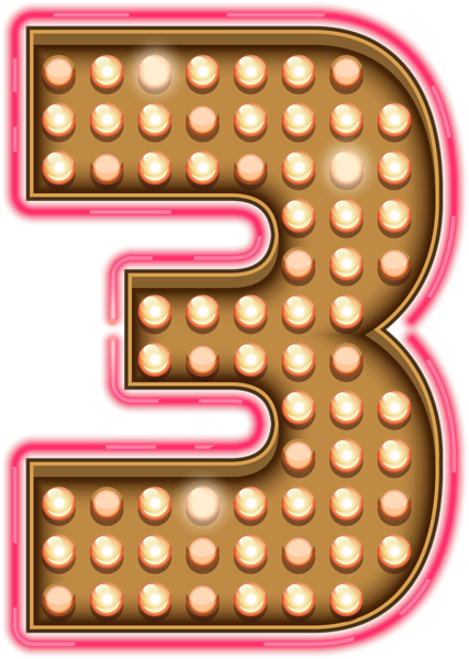 Number Three Neon Lights Transparent Png Clip Art Image