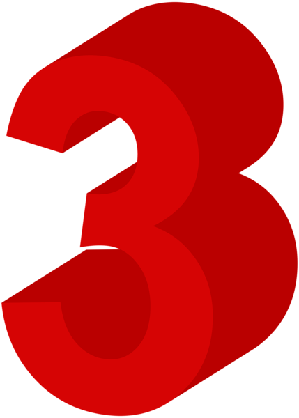 Number Three Red Png Clip Art Image