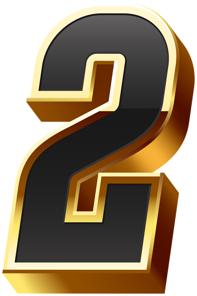 Number Two Gold Black Transparent Image | Gallery Yopriceville - High