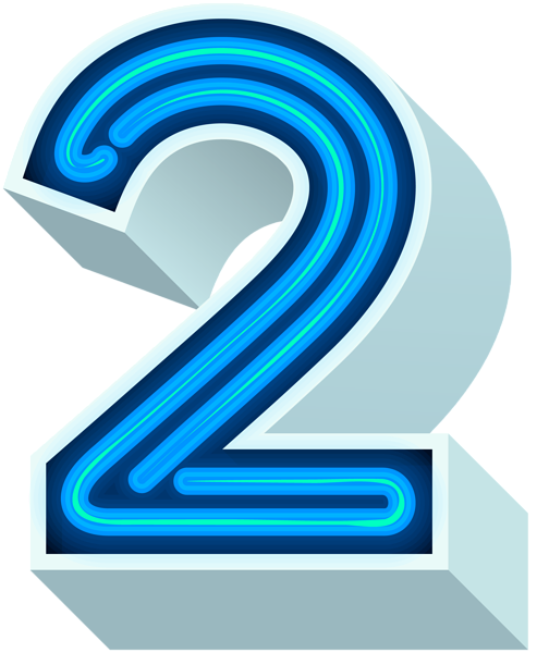 Number Two Neon Blue Png Clip Art Image