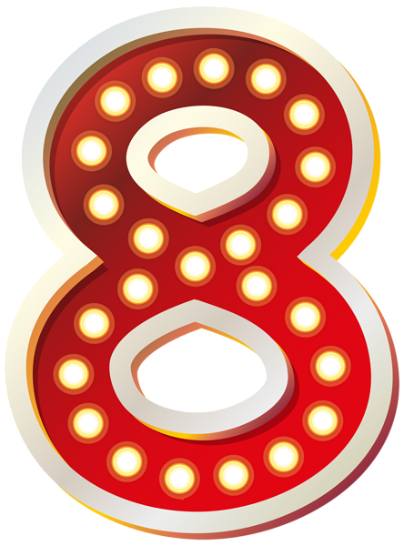This png image - Red Number Eight with Lights PNG Clip Art Image, is available for free download