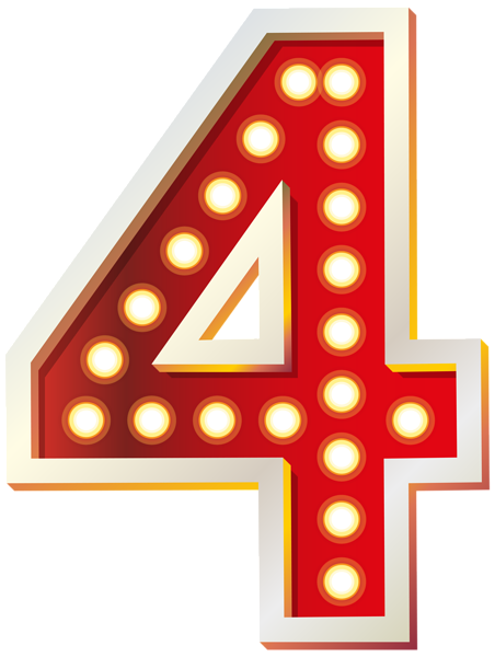Red Number Four with Lights PNG Clip Art Image | Gallery Yopriceville ...