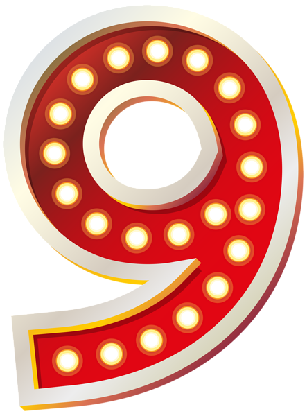 This png image - Red Number Nine with Lights PNG Clip Art Image, is available for free download