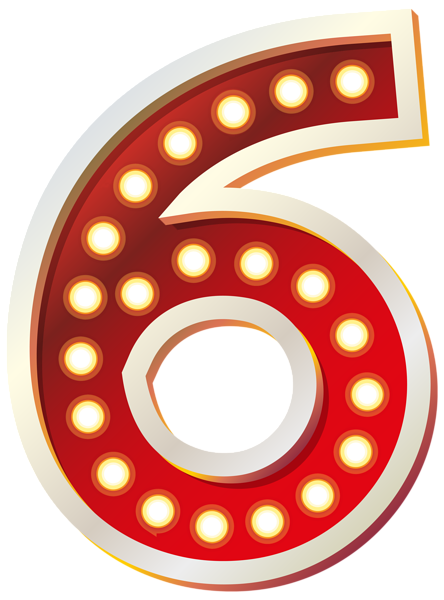 This png image - Red Number Six with Lights PNG Clip Art Image, is available for free download
