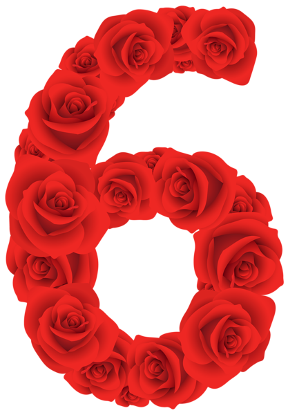 This png image - Red Roses Number Six PNG Clipart Image, is available for free download