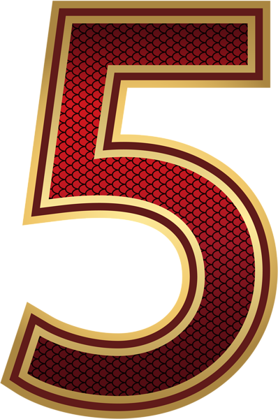 This png image - Red and Gold Number Five PNG Image, is available for free download