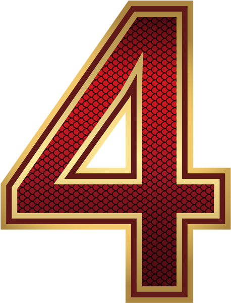 This png image - Red and Gold Number Four PNG Image, is available for free download