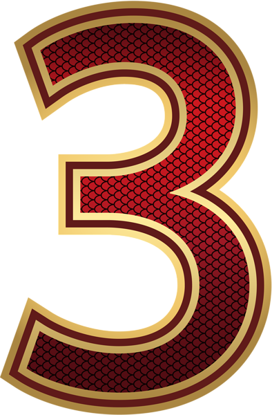 Red And Gold Number Three Png Image