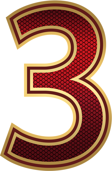 This png image - Red and Gold Number Three PNG Image, is available for free download