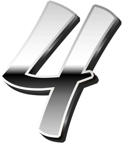 This png image - Silver Number Four PNG Clip Art, is available for free download