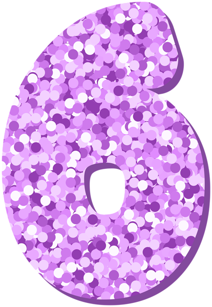 This png image - Six 6 Number Violet Glitter PNG Clipart, is available for free download